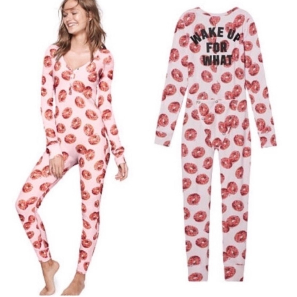 VICTORIA'S Secret PINK Donut Long Jane Thermal Onesie Size Small